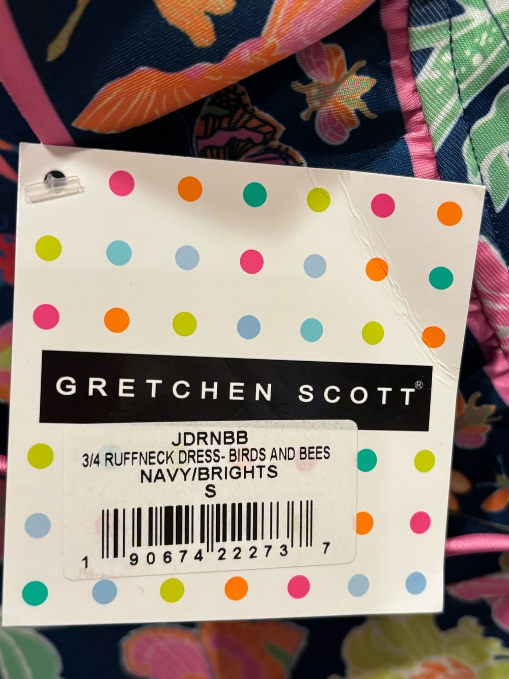 Gretchen Scott Designs Navy Floral Shift Dress with Pink, Orange & Green - Picture 8 of 8